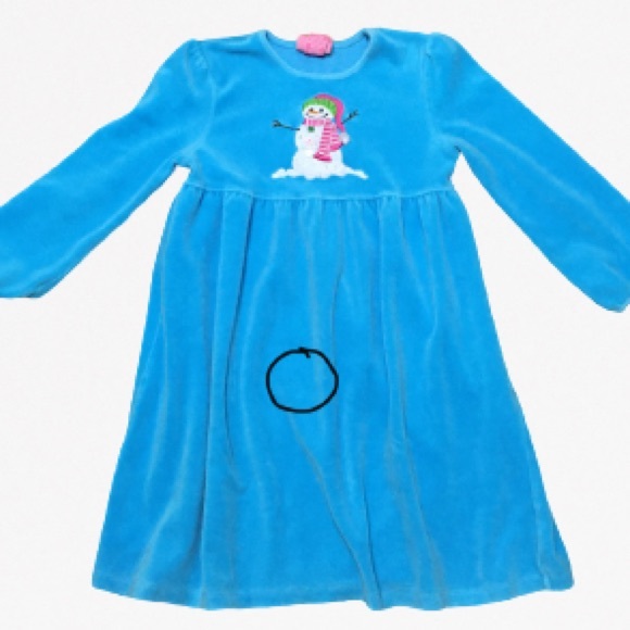 Girls Christmas dress teal blue with snowman sz S - Picture 3 of 4